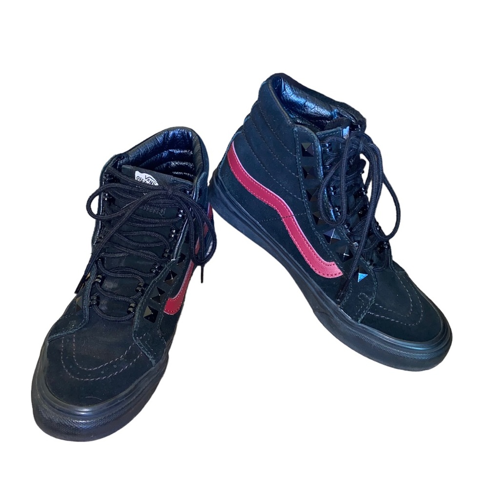 Vans SK8 Hi Slim Black Pink Studded High Top Sneakers sz 5.5